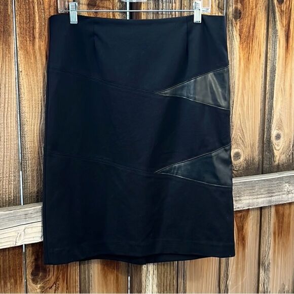 Alfani skirt career black faux leather 4% spandex Sz 10 - Picture 1 of 4